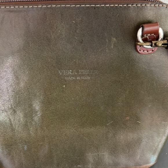 VERA PELLE Women's Brown Green Leather Handbag Purse Made in ITALY - Picture 2 of 5
